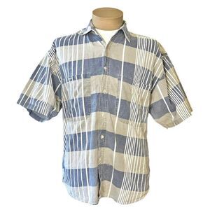 Vintage 90’s Blazer Firenze Retro Striped Button Up Short Sleeve Collared Shirt